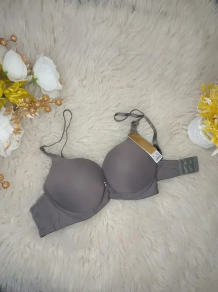 Flat lay of the Xelxia Warm Taupe smooth cup push up bra.